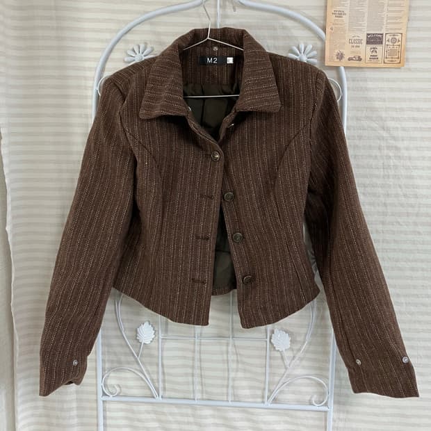 빈티지 초코 브라운 스트라이프 마이 936 y2k 스트릿 갸루 펑키 일본