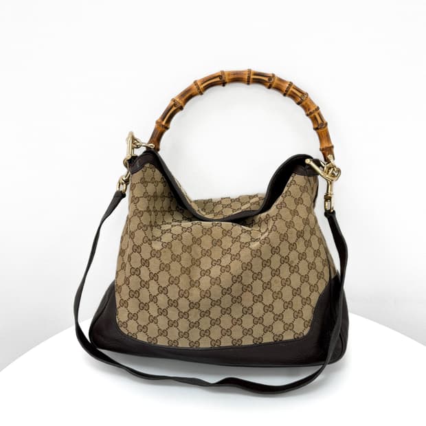 구찌 GG 캔버스 뱀부 호보백