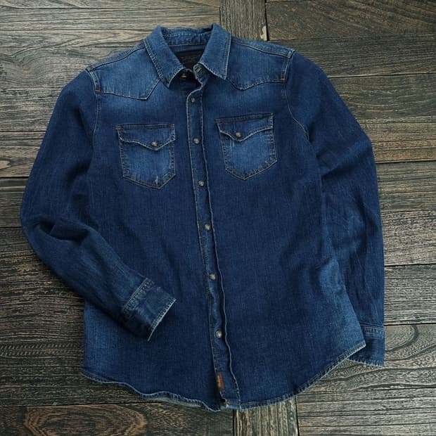 [버커루] 워시드 웨스턴 데님 셔츠 M18829