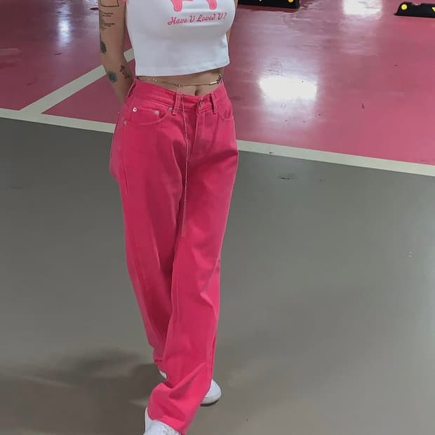 페일제이드 핫핑크 와이드 팬츠