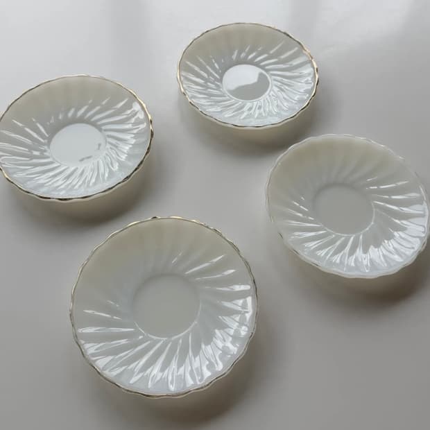 앵커호킹 밀크글라스 빈티지 소서 4p 일괄 (u.s.a)