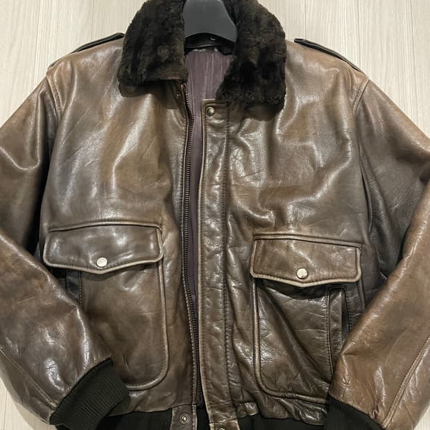 파프제이 무스탕 리얼레더자켓 레트로 1980공군자켓