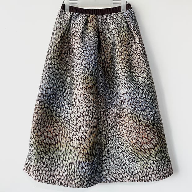 르베이지 패턴 밴딩 롱 스커트