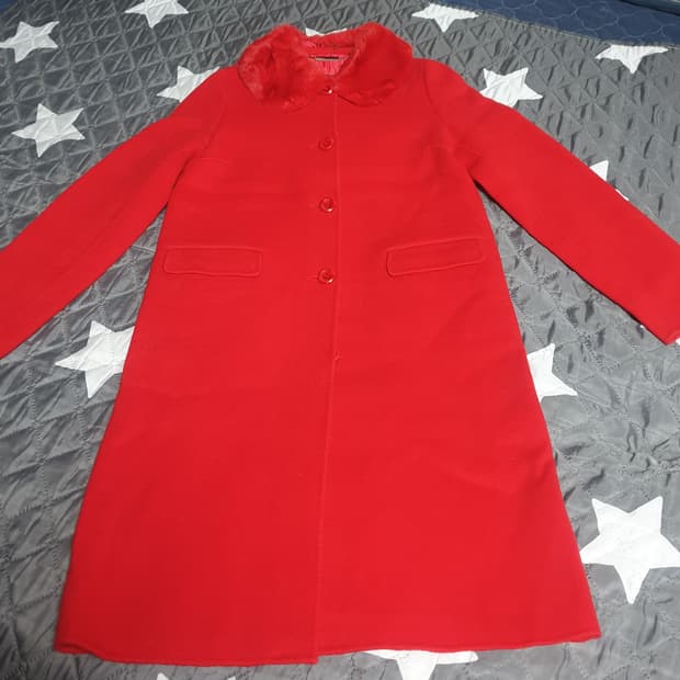 톰보이 슬림핏 앙고라퍼 울코트 레드 (88)