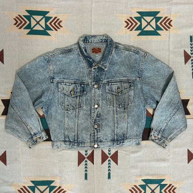90s 빅존 제팬 스노우 워시드 크롭 데님 자켓