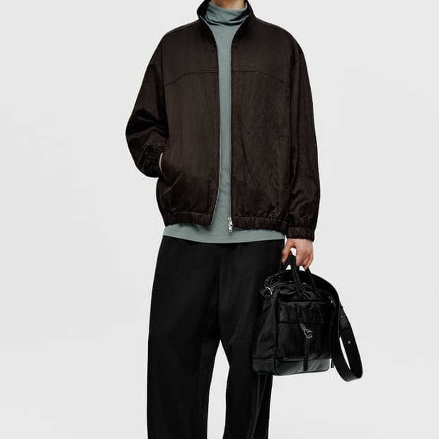 [L]유스 하이넥 집업 자켓 브라운 새상품