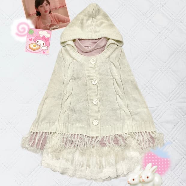 ꒰ঌ 딸기우유 버니 케이프 세트 ໒꒱