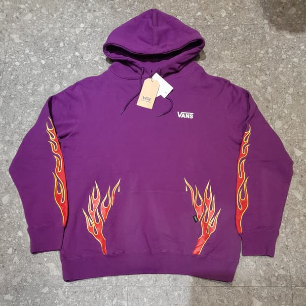 💥(새상품)  반스 자수 플레임 일판매장 후드 퍼플 (XL)