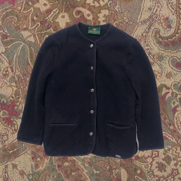 빈티지 구제 가스바인 네이비 라운드 울 가디건 자켓