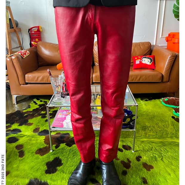 Patrick Cox Real Lamb Leather Red Pants