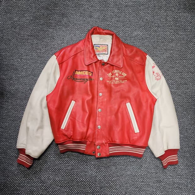 아메코 빈티지 가죽AMECO 스타디움 자켓 레드  XL