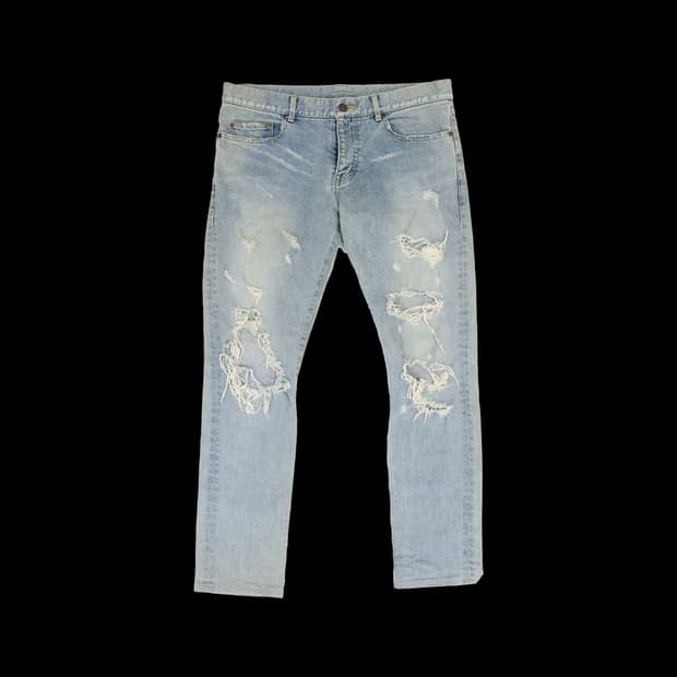 생로랑 357815 디스트로이드 데미지 데님 팬츠 