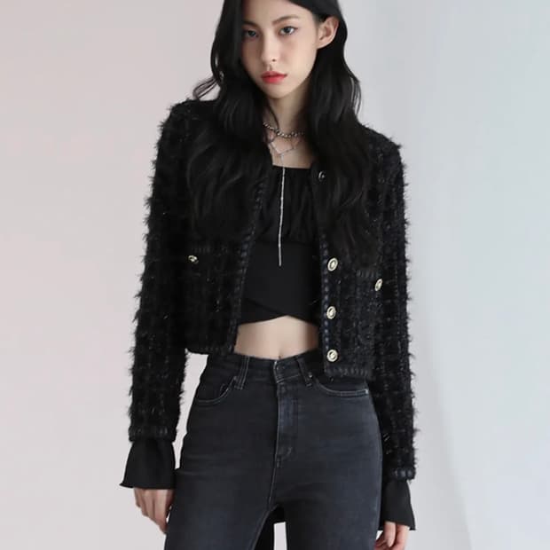 어반드레스 BLACK TWEED CROPPED JACKET