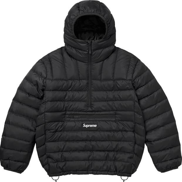 슈프림 마이크로다운 하프집 후드 풀오버 블랙 25FW