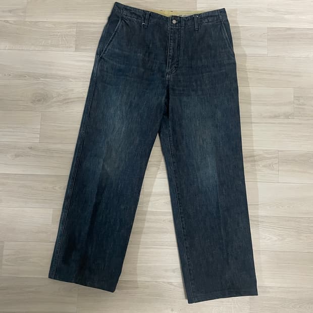 포터리 원워시드 와이드 데님 인디고 3사이즈