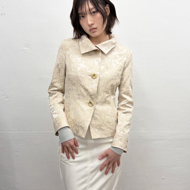 리츠코 시라하마 플로럴 패턴 글로시 자켓