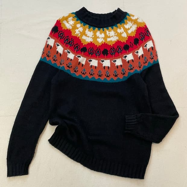 노르딕 겨울패턴 모리걸 롱니트