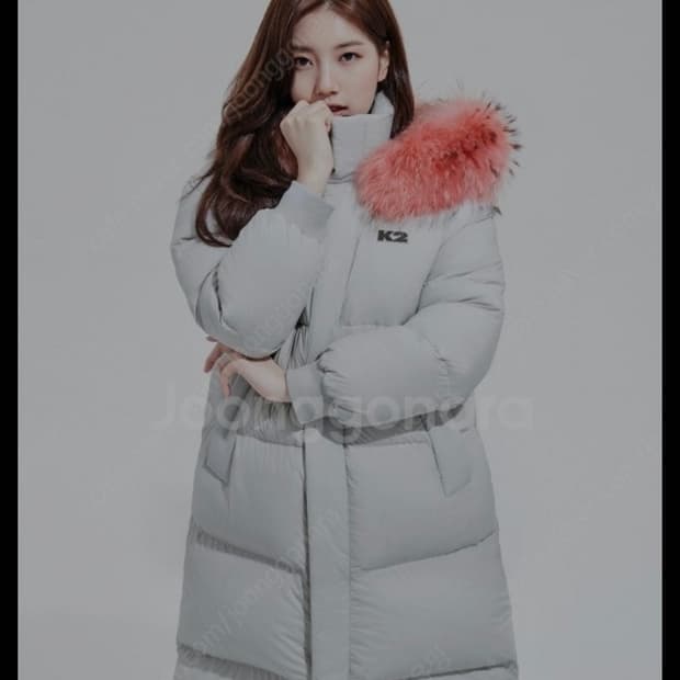 K2 아그네스 수지여성 롱패딩 폭스퍼 후드 밝은그레이 105