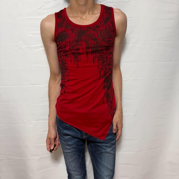 Floral Drip Asymmetric Tank Top