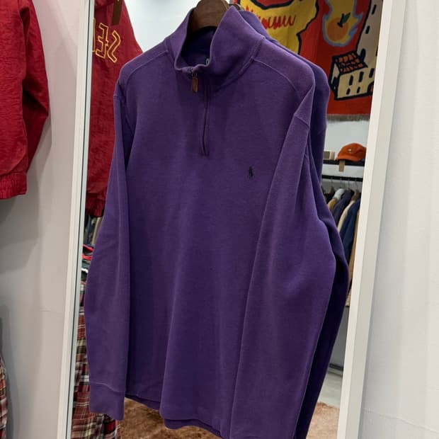 90s Polo RL 폴로 랄프로렌 하프넥 쿼터집업 니트 (purple)