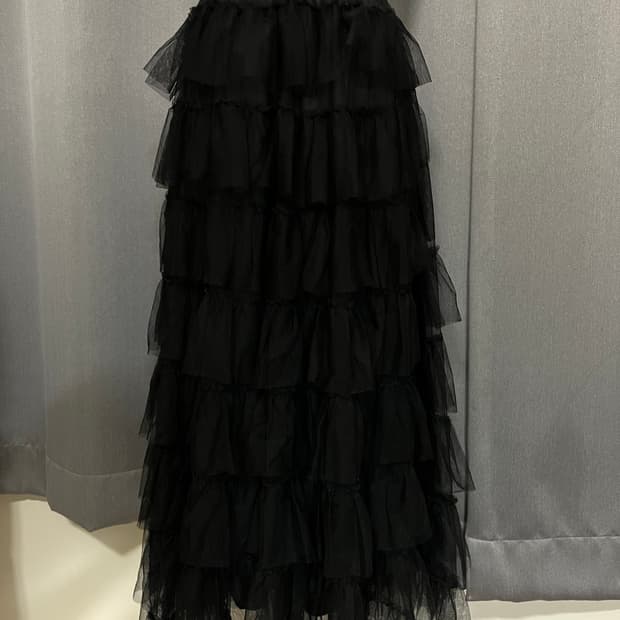 프릴 레이스 롱스커트