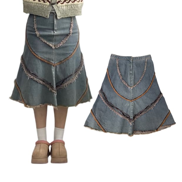 JPN 제팬 그런지 빈티지 데님 스커트 치마