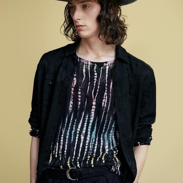 [BTS 지민님 착용] 생로랑 21ss 자카드 팜 리프 실크 셔츠