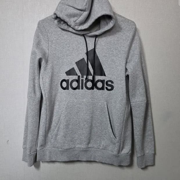 아디다스 기모 후드티 회색  사이즈 105