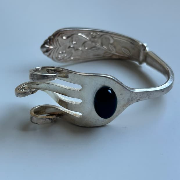 빈티지 오닉스 포크 뱅글 L