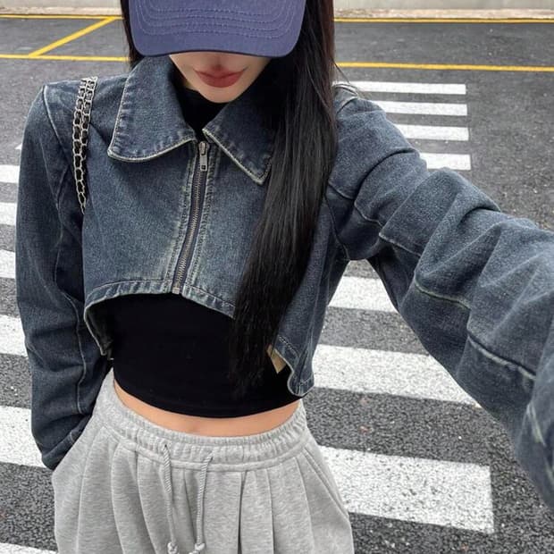 여성 숏데님자켓 갸루