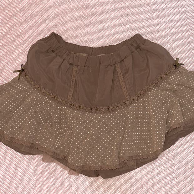 리즈리사 초코 도트 리본 라떼갸루 큐롯스커트