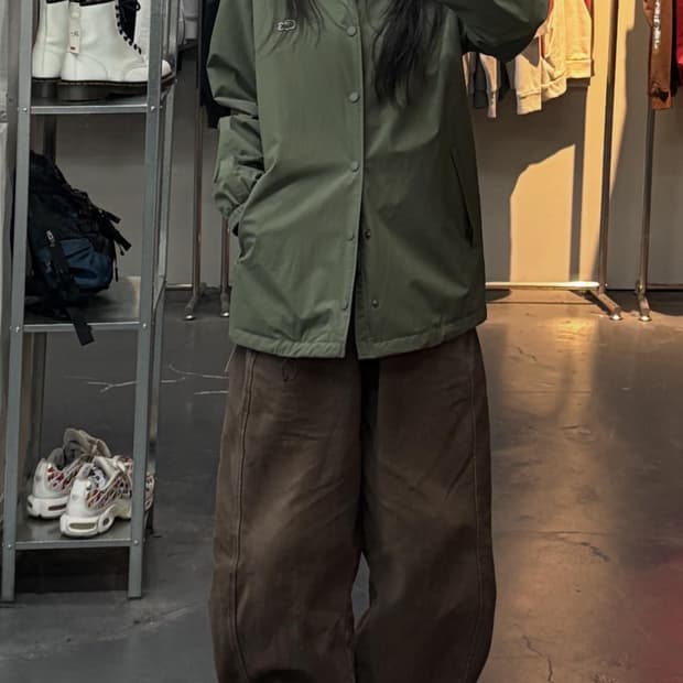 라코스테 로고 자수 그린 코치자켓 A3263