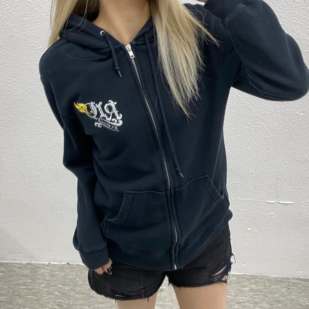 재팬 로고 블랙 후드집업 L