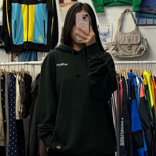 디키즈 로고 다크그린 후드티 XL