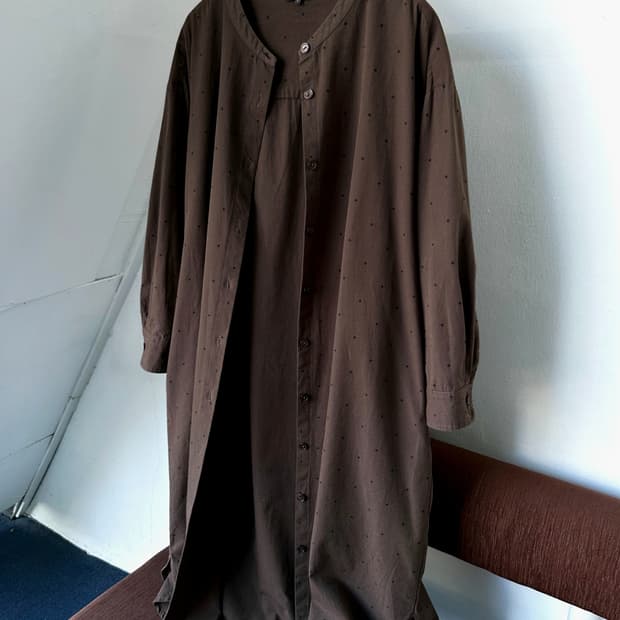 Polka dots pattern cotton linen onepiece