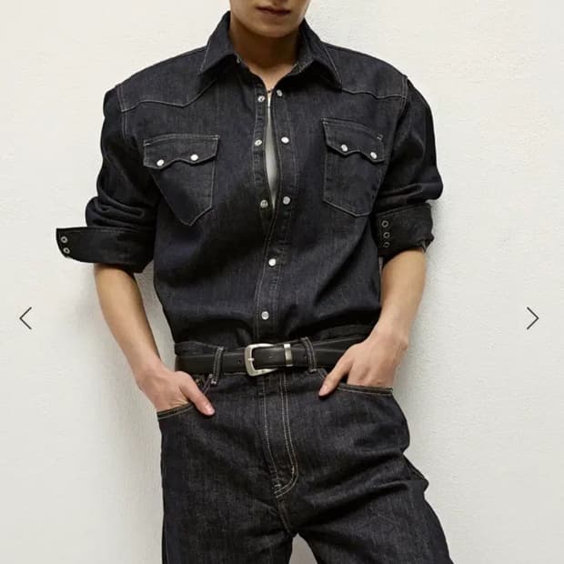 SAVAGE 웨스턴 데님 인드고 셔츠 XL