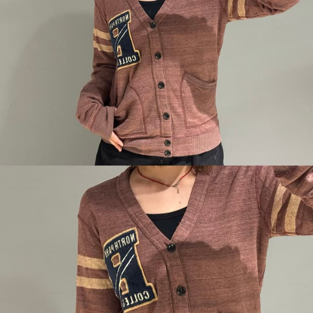 stitch detail line point cardigan