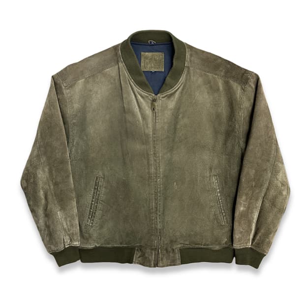 90s GAP 올리브 그린 스웨이드 봄버 자켓 XL