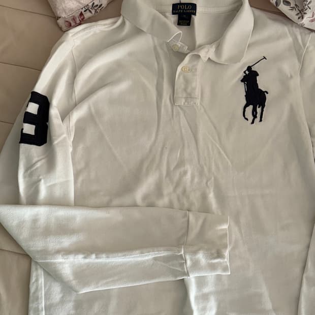 폴로 카라 티셔츠 화이트 긴팔