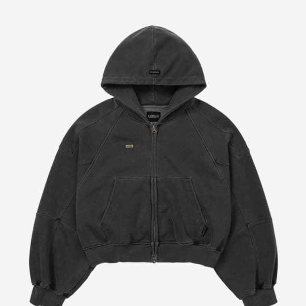 아조바이아조 빈티지 피그먼트 후드집업(차콜)