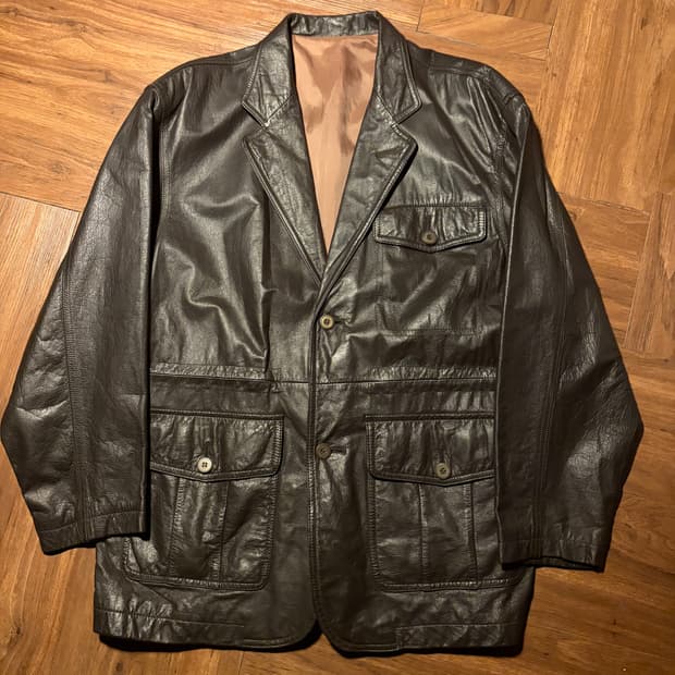 JAPANESE BROWN COW LEATHER BLAZER JACKET