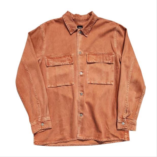 자라 포켓 데님 셔츠 오렌지 브라운 (XL)