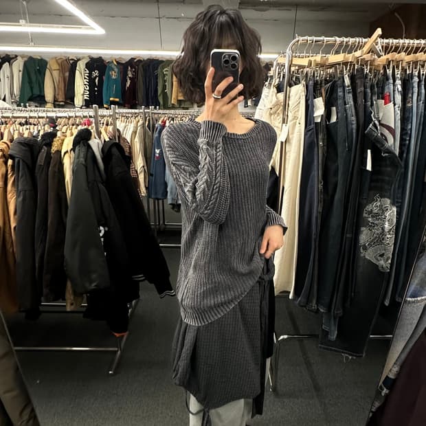 M)Japanese vintage 피그먼트 워싱 니트 스웨터