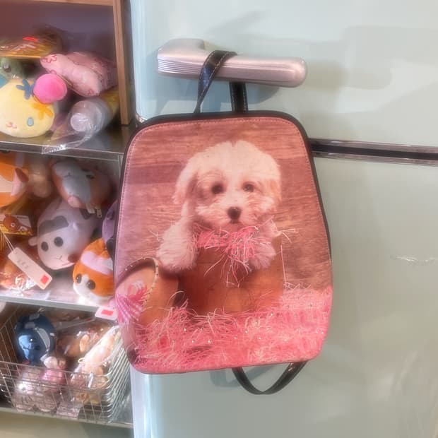 큐빅 강아지 프린팅 백팩