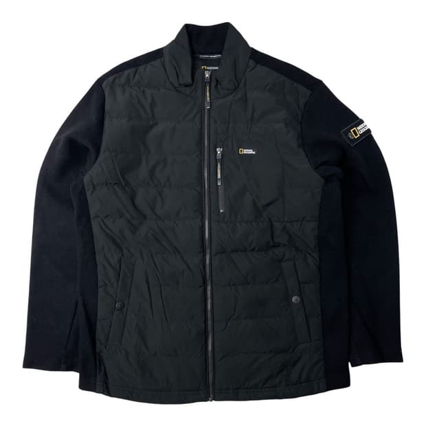 내셔널지오그래픽 블랙 패딩 니트 짚업 자켓 XL
