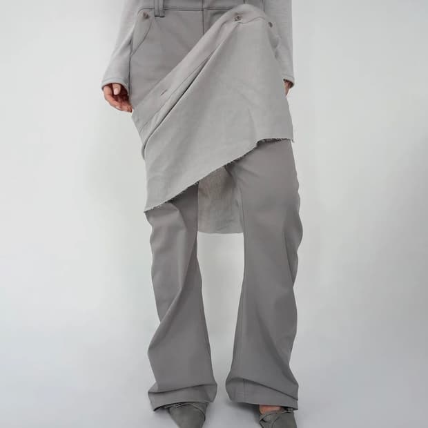 나체 DETACHABLE LAYERED SKIRT PANTS ASH BE
