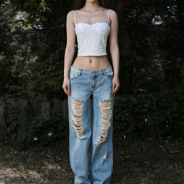보헤미안서울 데미지 와이드 데님 팬츠 L