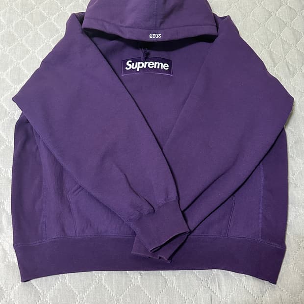 23FW 슈프림 박스로고 후드 다크 퍼플