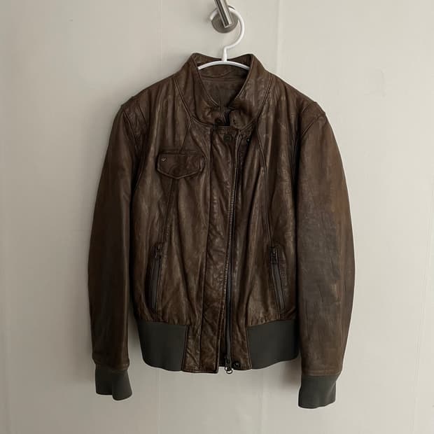 아르마니 진스 쉽스킨 레더 자켓