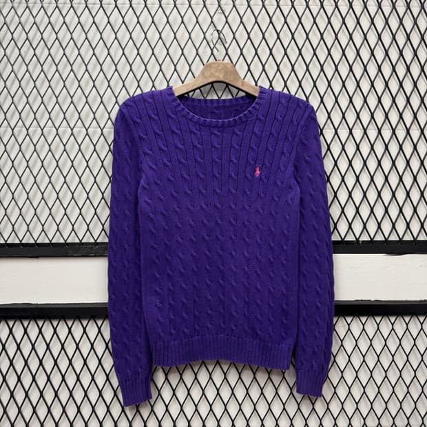 폴로 랄프로렌 케이블 니트 핑크 포니 포인트 퍼플